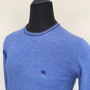 New Etro Sweater Crewneck Virgin Wool Sky Blue Pullover Sweater Etro Italy